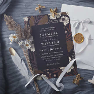 Boho Forest Flowers Rustic Chic Elegant Wedding Invitation