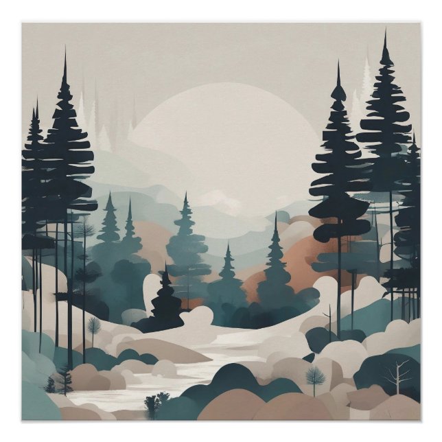 Boho Forest Landscape Artwork Poster (Front)