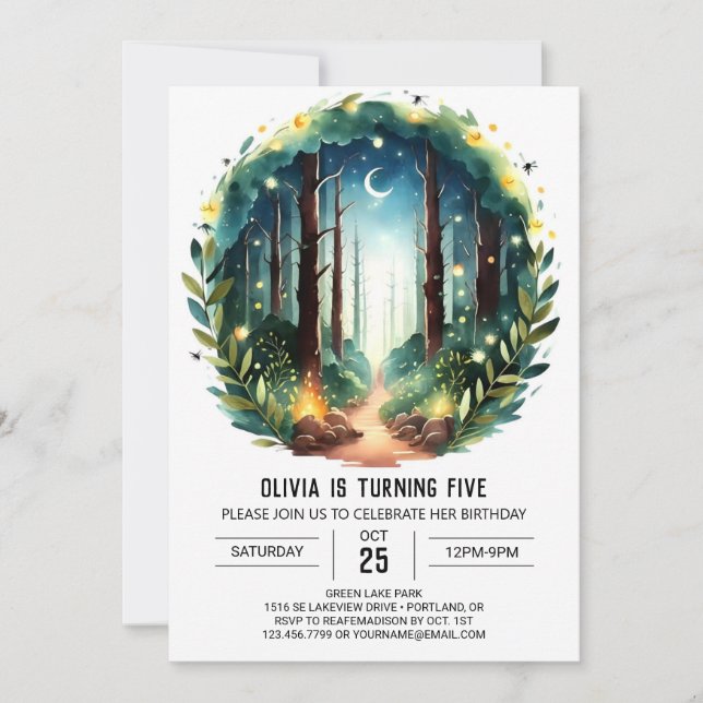 Boho Forest Online Woodland Birthday Invitation (Front)