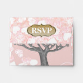 Boho Forest Pink Heart Leaf Tree Wedding Envelope (Back (Top Flap))