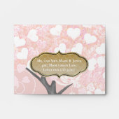 Boho Forest Pink Heart Leaf Tree Wedding Envelope (Front)