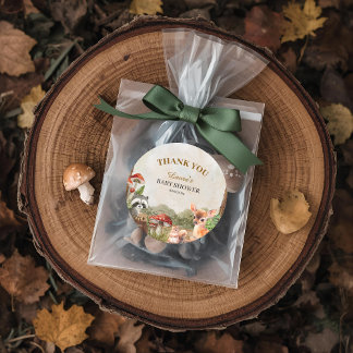 Boho forest Woodland animals Rustic Baby Shower  Classic Round Sticker