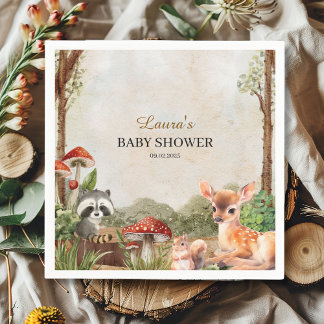 Boho forest Woodland animals Rustic Baby Shower  Napkins
