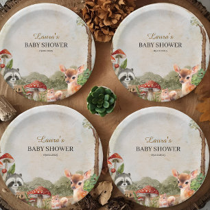 Boho forest Woodland animals Rustic Baby Shower Paper Plates
