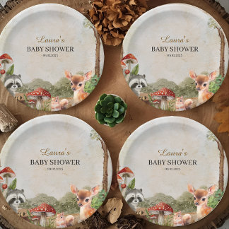 Boho forest Woodland animals Rustic Baby Shower  Paper Plates