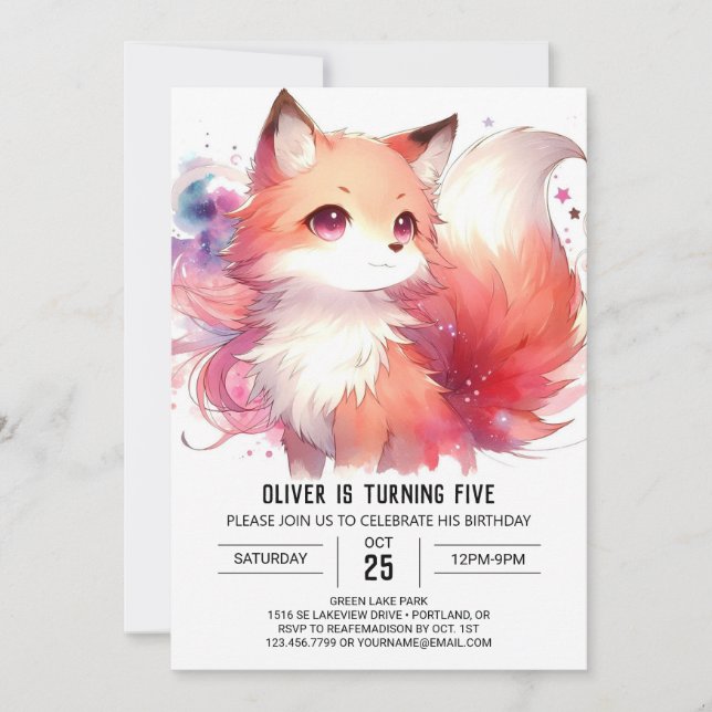 Boho Fox Birthday Invitation (Front)