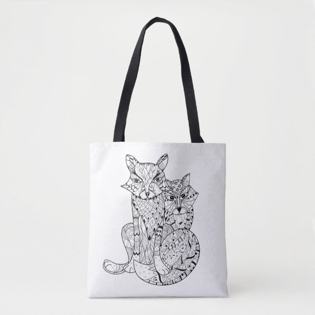 Boho Fox Doodle 2 Tote Bag (Front)