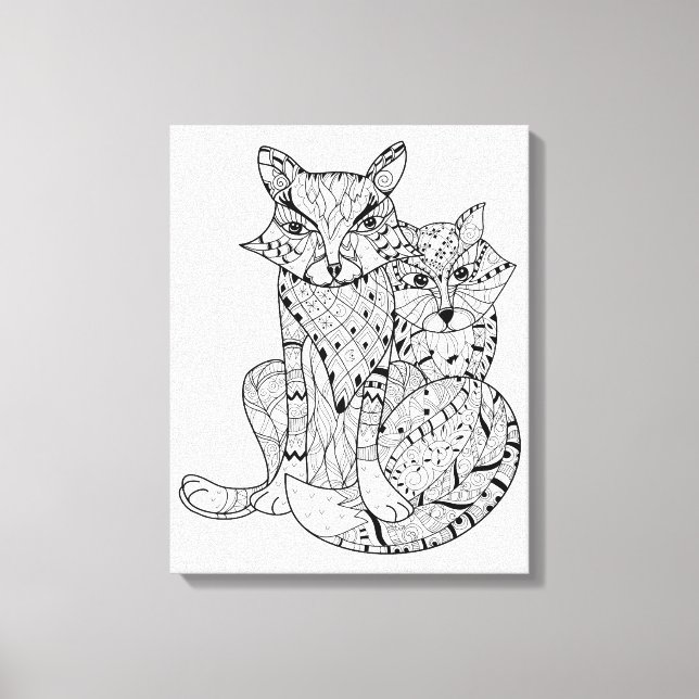 Boho Fox Doodle 6 Canvas Print (Front)