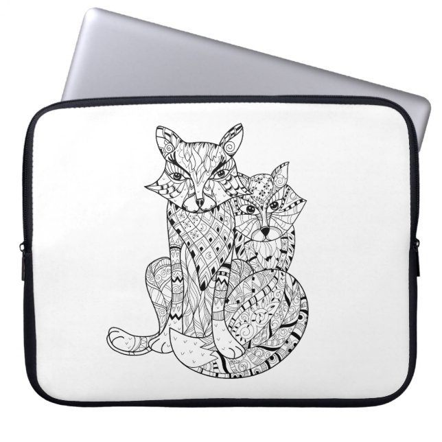 Boho Fox Doodle Laptop Sleeve (Front)