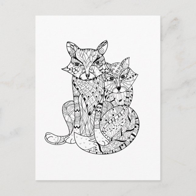 Boho Fox Doodle Postcard (Front)