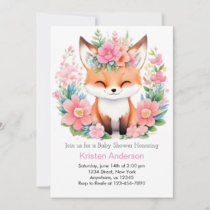 Boho Fox Forest Bliss Girl Baby Shower Invitation