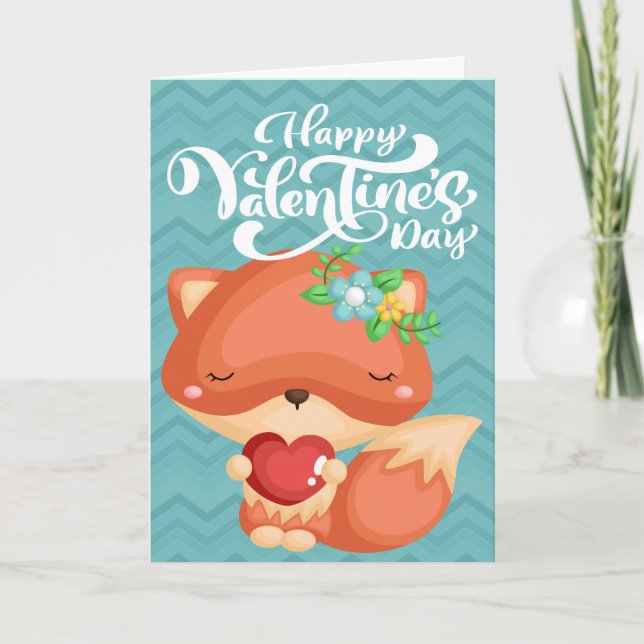 Boho Fox Happy Valentine's Day Card (Front)
