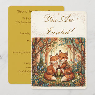 Boho Fox Love Forest Earthy Birthday Invitation