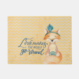 Boho Fox Love Quote Doormat