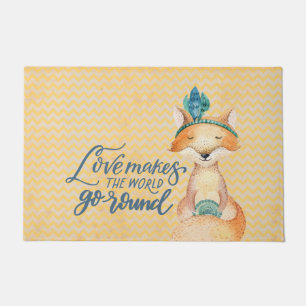 Boho Fox Love Quote Front Doormat
