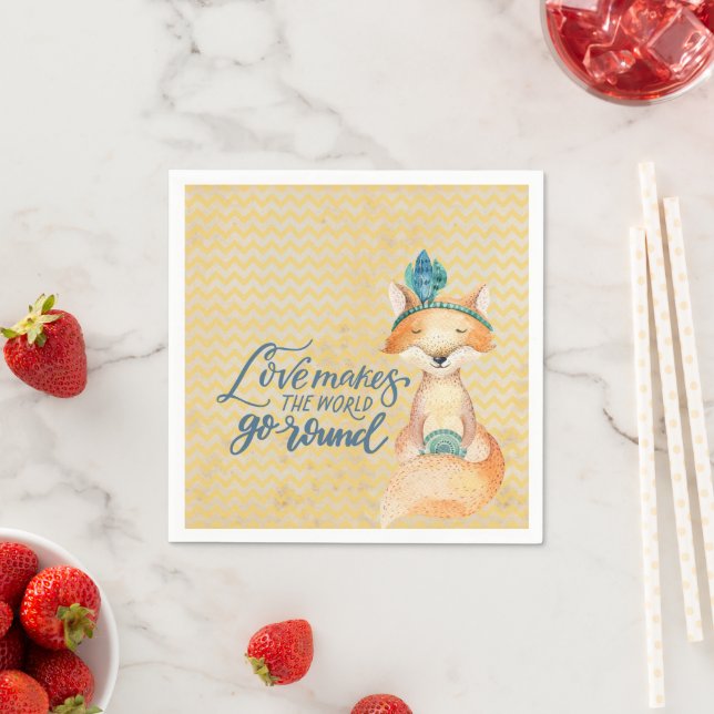 Boho Fox Love Quote Napkins (Insitu)