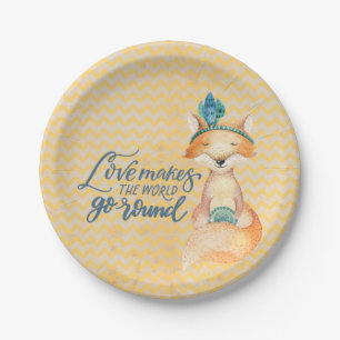 Boho Fox Love Quote Paper Plates