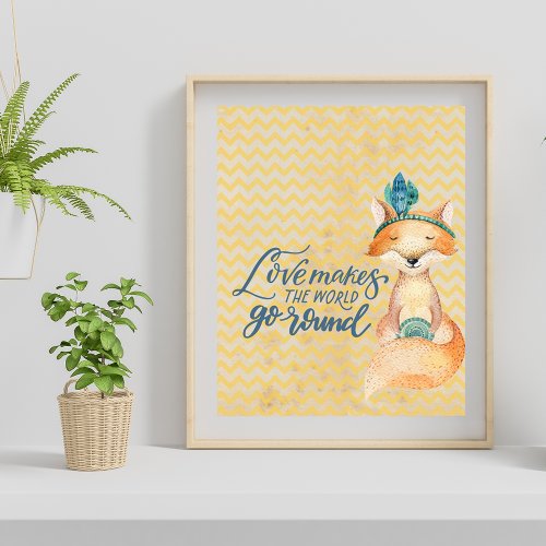 Boho Fox Love Quote  Poster