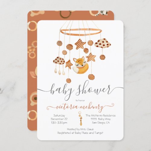 Boho Fox Mobile Baby Shower Invitation