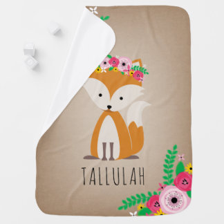Boho Fox Personalized Baby Blanket - Brown