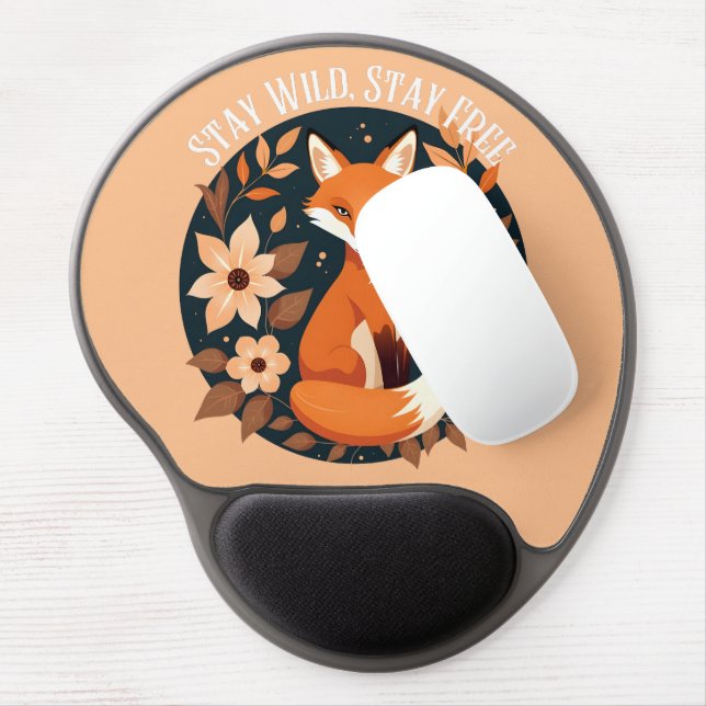 Boho Fox "Stay Wild, Stay Free" Woodland Design Gel Mouse Pad (Left Side)