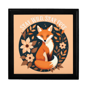Boho Fox "Stay Wild, Stay Free" Woodland Design Gift Box