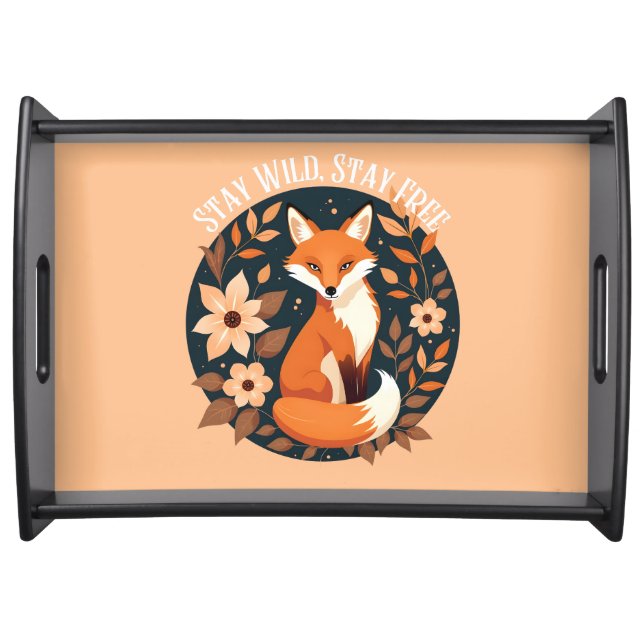 Boho Fox "Stay Wild, Stay Free" Woodland Design Serving Tray (Front)