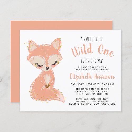 Boho Fox Terracotta Baby Girl Sprinkle Invitation