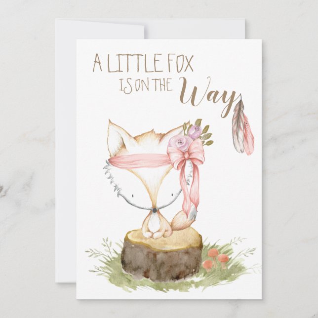 *~* Boho Fox Woodland Forest Feathers Arrow Invitation (Front)