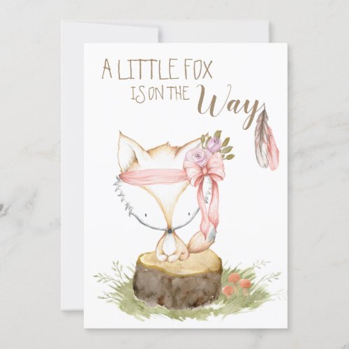  Boho Fox Woodland Forest Feathers Arrow Invitation