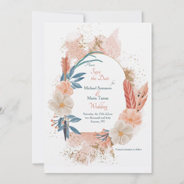 Boho Frame Save The Date Card (Front)