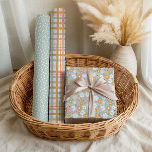 Boho Free Spirit Floral Pastel Fun Wrapping Paper Sheets