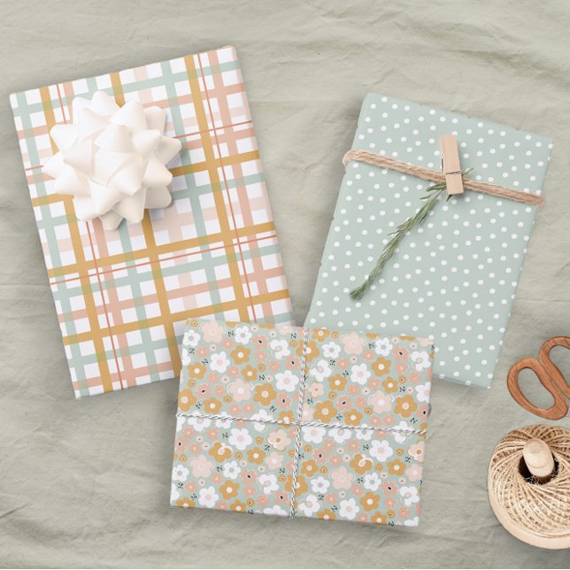 Boho Free Spirit Floral Pastel Fun Wrapping Paper Sheets (Creator Uploaded)