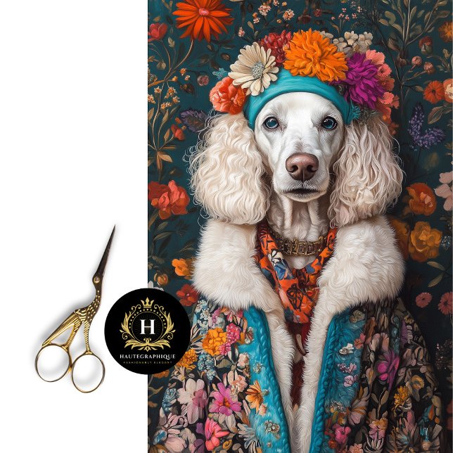 Boho French Poodle Portrait Decoupage  Tissue Paper (Creator Uploaded)