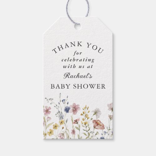 Boho Fresh Wildflowers Baby Shower Thank You Gift Tags