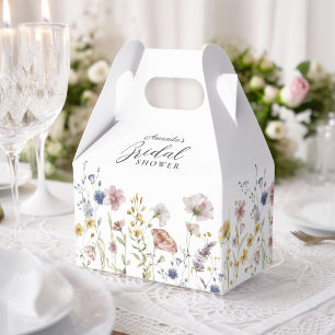 Boho Fresh Wildflowers Custom Bridal Shower Favor Boxes