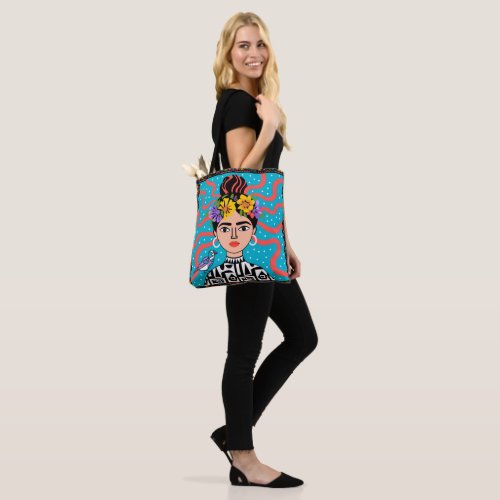 Boho Frida Style Tote Bag On Model Tote Bag