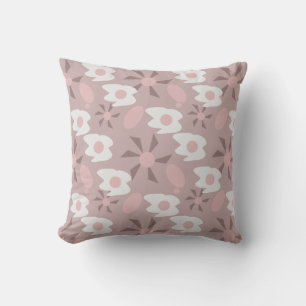 Boho Fried Eggs Breakfast Pink Pattern  Throw Pillow
