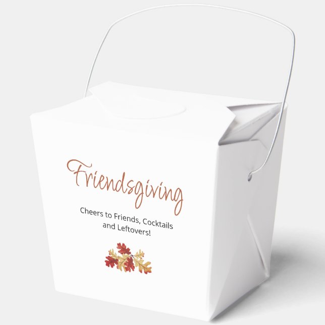 Boho Friendsgiving Modern Thanksgiving Leftovers Favor Boxes (Front)