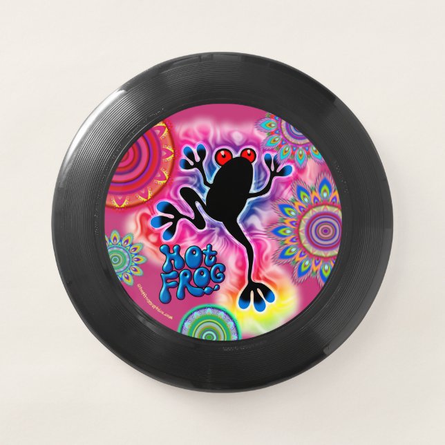 Boho Frisbee - Hot Frog Surf design on black (Front)