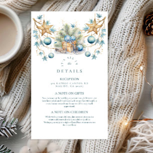 Boho Frosted Blue Pine Wedding Enclosure Card