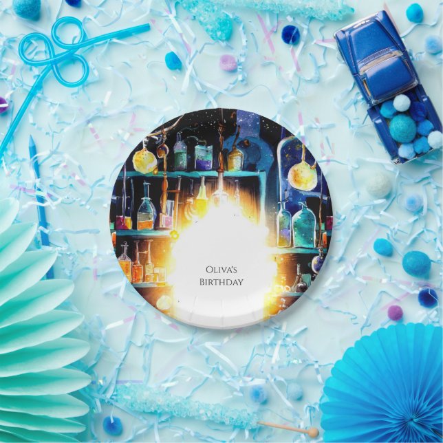 Boho Fun Chemistry Scientist Birthday Paper Plates (Party)