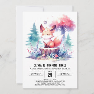 Boho Fun Fox Birthday digital Invitation