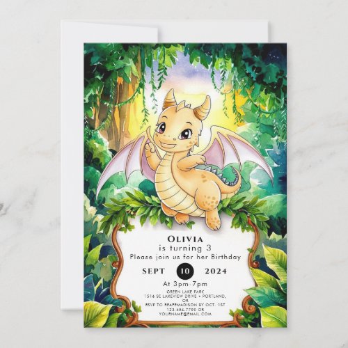 Boho Fun Magic Dragon Birthday Invitation