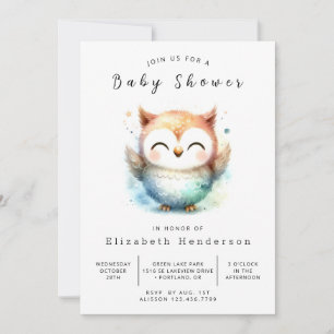 Boho Fun Owl Baby Shower Invitation