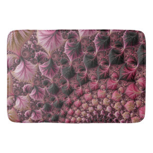 Boho Funky Eclectic Pink Black Abstract Fractal Bath Mat