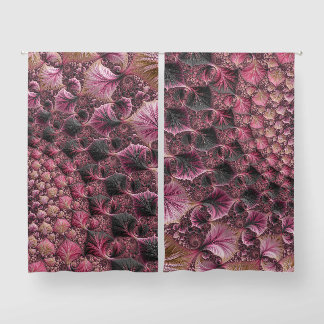 Boho Funky Eclectic Pink Black Abstract Fractal Blackout Curtains