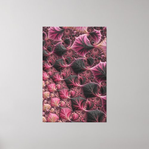 Boho Funky Eclectic Pink Black Abstract Fractal Canvas Print