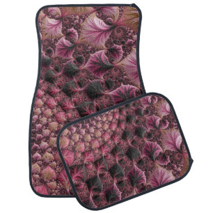 Boho Funky Eclectic Pink Black Abstract Fractal Car Floor Mat