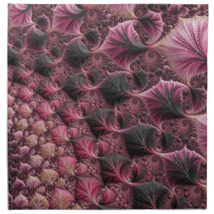 Boho Funky Eclectic Pink Black Abstract Fractal Cloth Napkin
